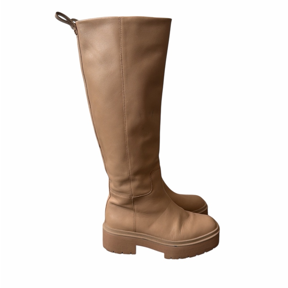 Sam Edelman Larina waterproof knee high boots size 6 leather chunky sesame camel